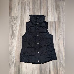 Black Puffer Vest with High Collar